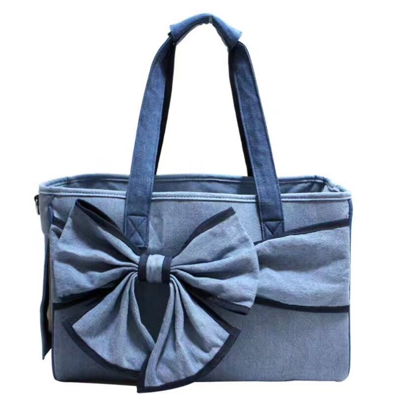 กระเป๋าใส่สัตว์เลี้ยงใบใหญ่ โบว์ยีนส์