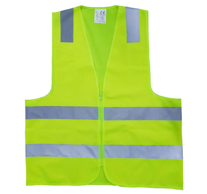 เสื้อกั๊กสะท้อนแสงสีเขียวมะนาว + ซิป