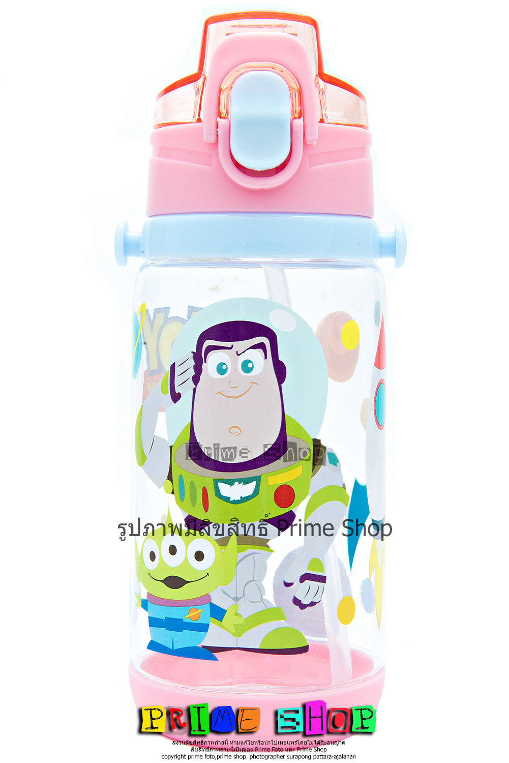 กระติกน้ำแบบหลอดดูด 4011 มีสายสะพาย 450 ml. ลาย TOY STORY A (ชมพู)