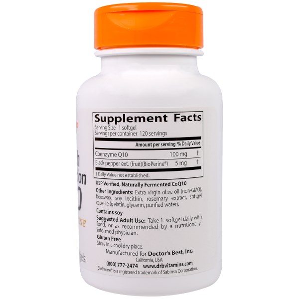 Doctor's Best, High Absorption CoQ10, with BioPerine, 100 mg, 120 Softgels