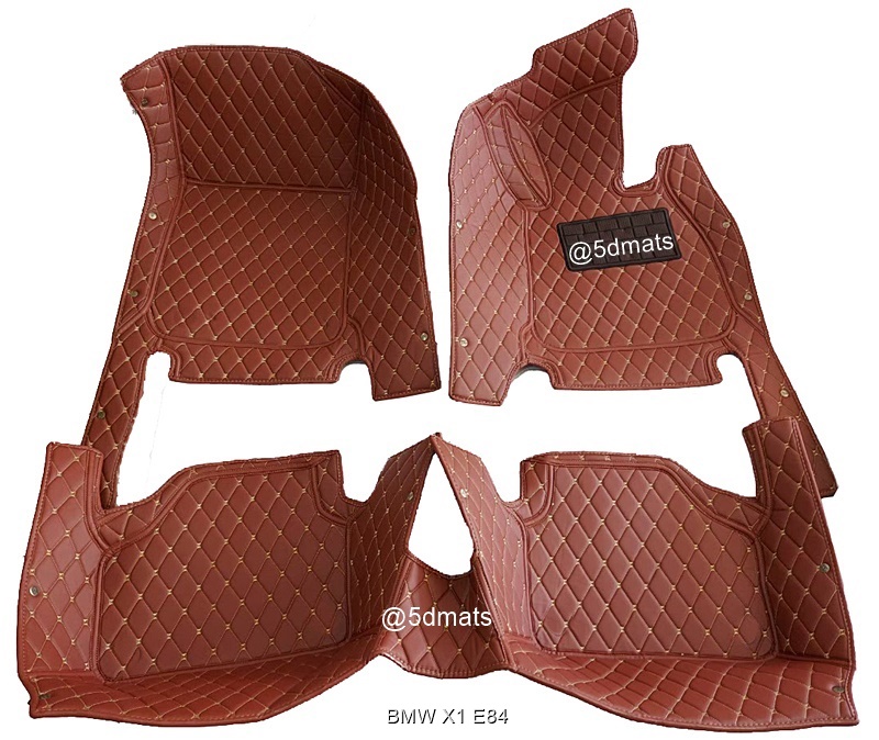พรมปูพื้นรถยนต์6D BMW X1 E84 (2009-15) พรม6D QJ VIP หนาพิเศษ สีน้ำตาล เต็มคัน (7ชิ้น)