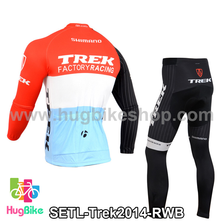 ชุดจักรยานแขนยาวทีม Trek 14 สีแดงขาวฟ้า