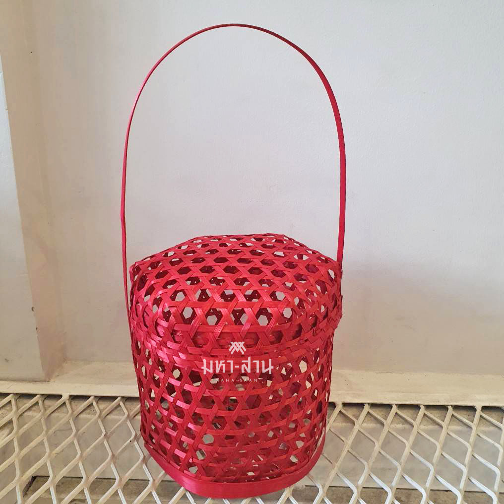 ชะลอมใส่ส้ม ผลไม้ ชะลอมตรุษจีน ชะลอมสีแดง 🍊