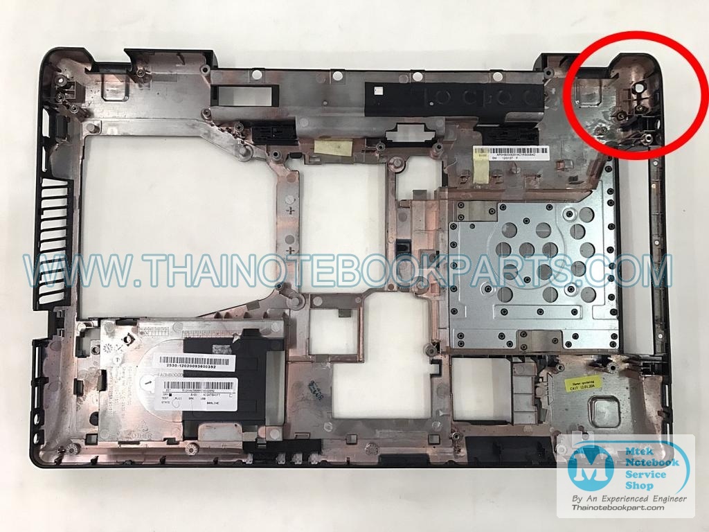 MT04578 บอดี้ล่าง Lenovo Ideapad Y570 AP0HB0008201AC1RS00B4D- Mainboard bottom casing (สินค้ามือสอง,จุดยึดน็อตแตก) ราคาชิ้นละ 650.00 บาท 2