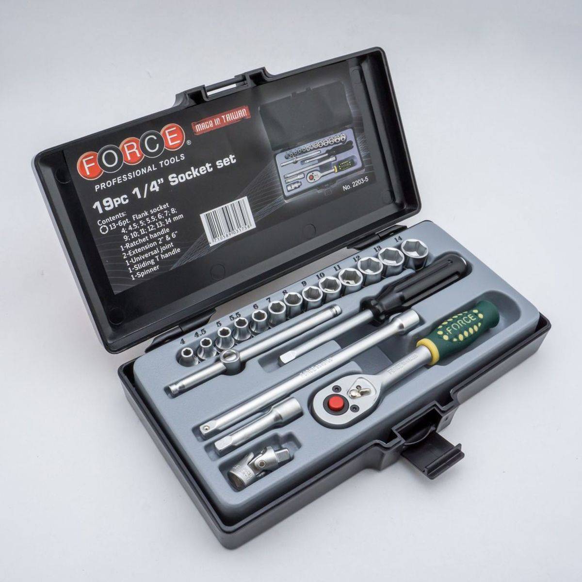 FORCE 2203-5 ชุดลูกบ็อกซ์ 1/4" 6เหลี่ยม 19PC. FORCE