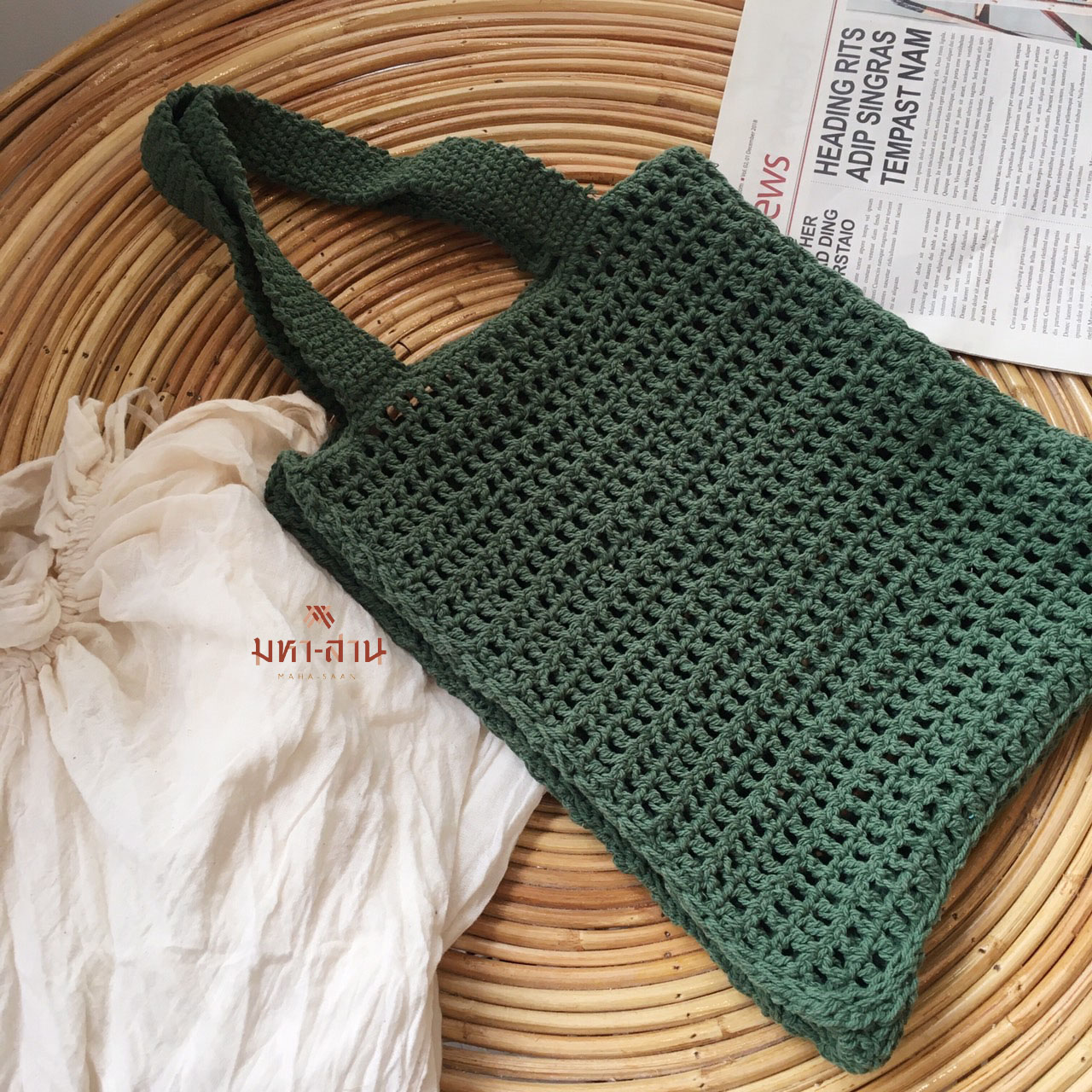 กระเป๋าcotton+เชือก เล็ก👜