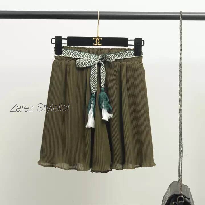 กระโปรงกางเกง ผ้าเกาหลีอัดพลีทจีบเล็ก