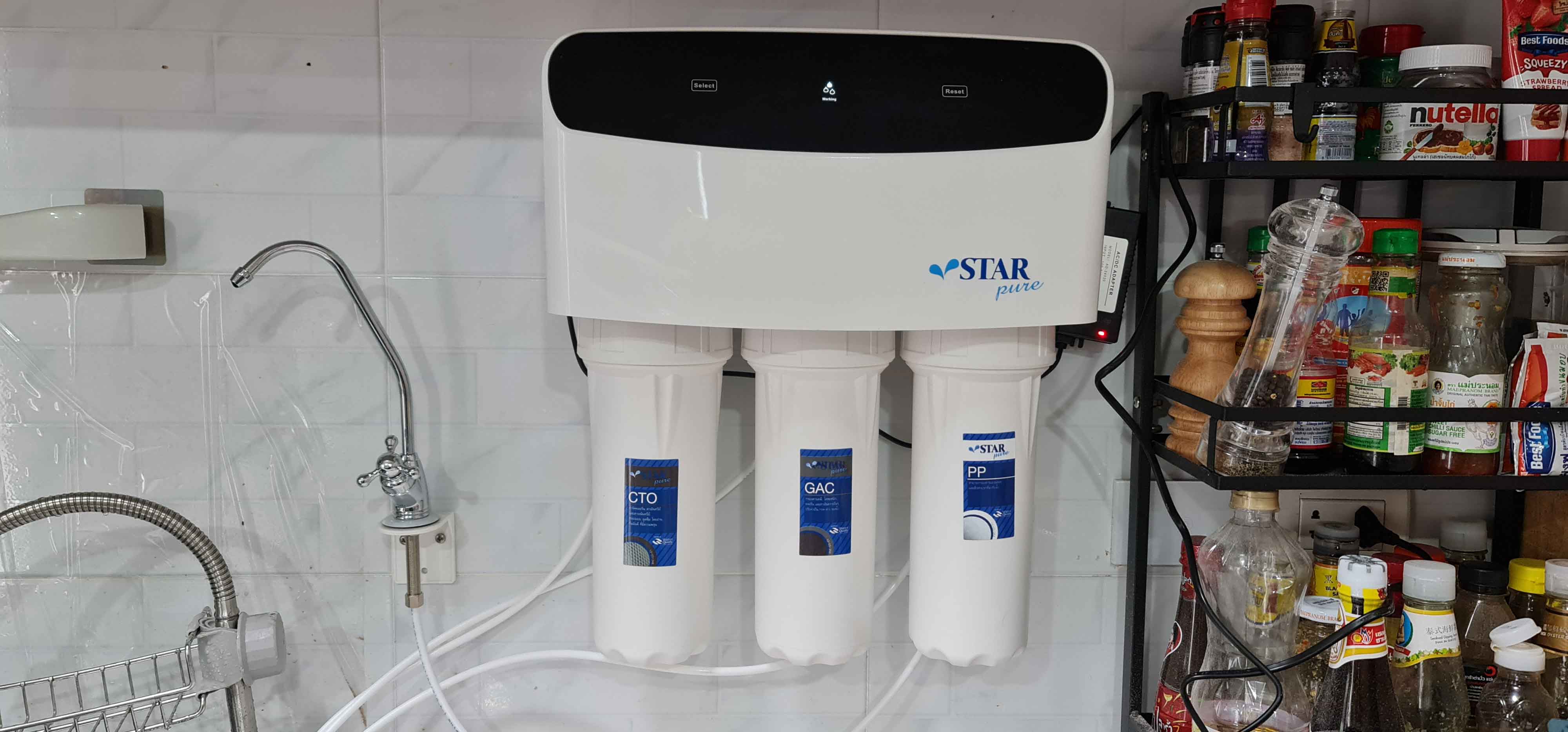 เครื่องกรองน้ำดื่ม5ขั้นตอนระบบ RO รุ่นกำลังผลิต600ลิตรต่อวัน พร้อมติดตั้ง