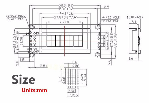โมดูลแสดงผลจอ LCD 8 ตัวอักษร 2 บรรทัด มีไฟส่องหลัง