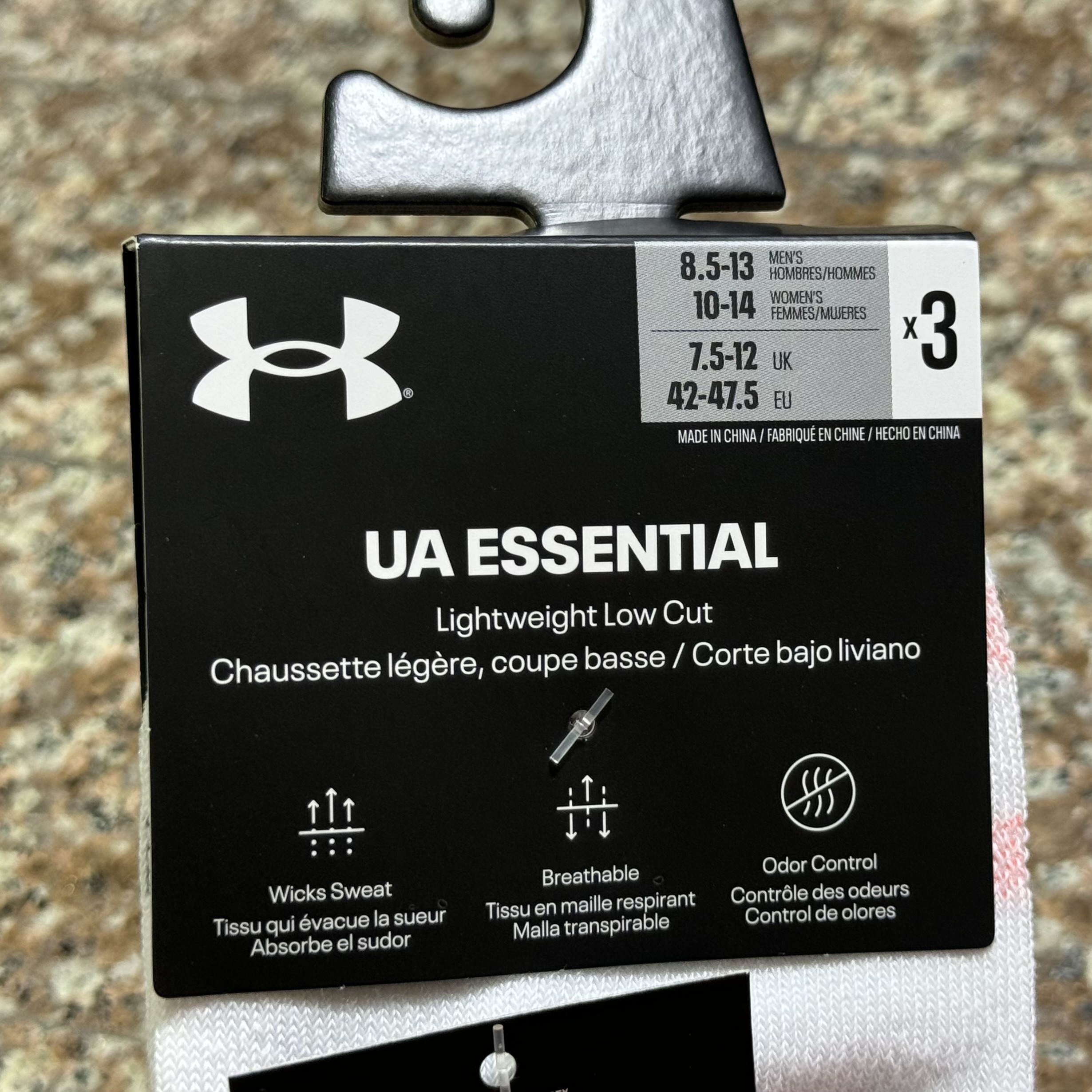 ถุงเท้าวิ่ง Under Armour Essential Ankle Socks (SM,MD,LG,XL) #แพค3คู่