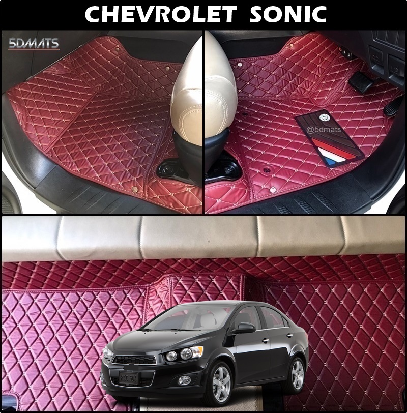 พรมปูพื้นรถยนต์6D CHEVROLET SONIC พรมหนัง6D QX สวยงาม เต็มคัน 3ชิ้น