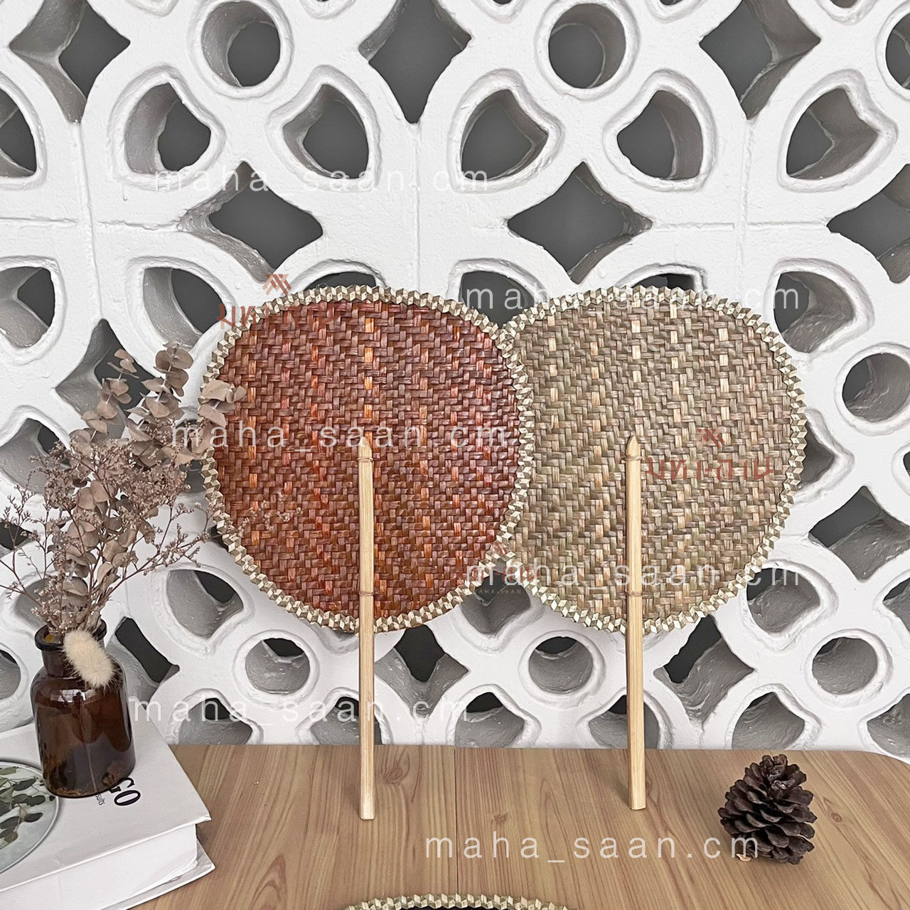 พัดกระจูด พัดสาน พัดทำมือ พัดถือ คละแบบ 🤎