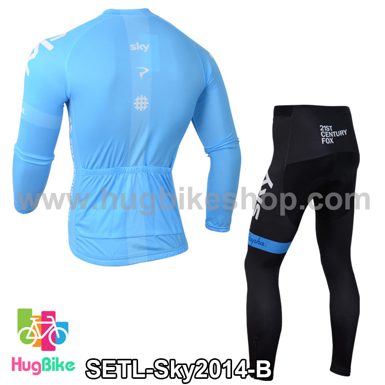 ชุดจักรยานแขนยาวทีม Sky 14 สีฟ้า