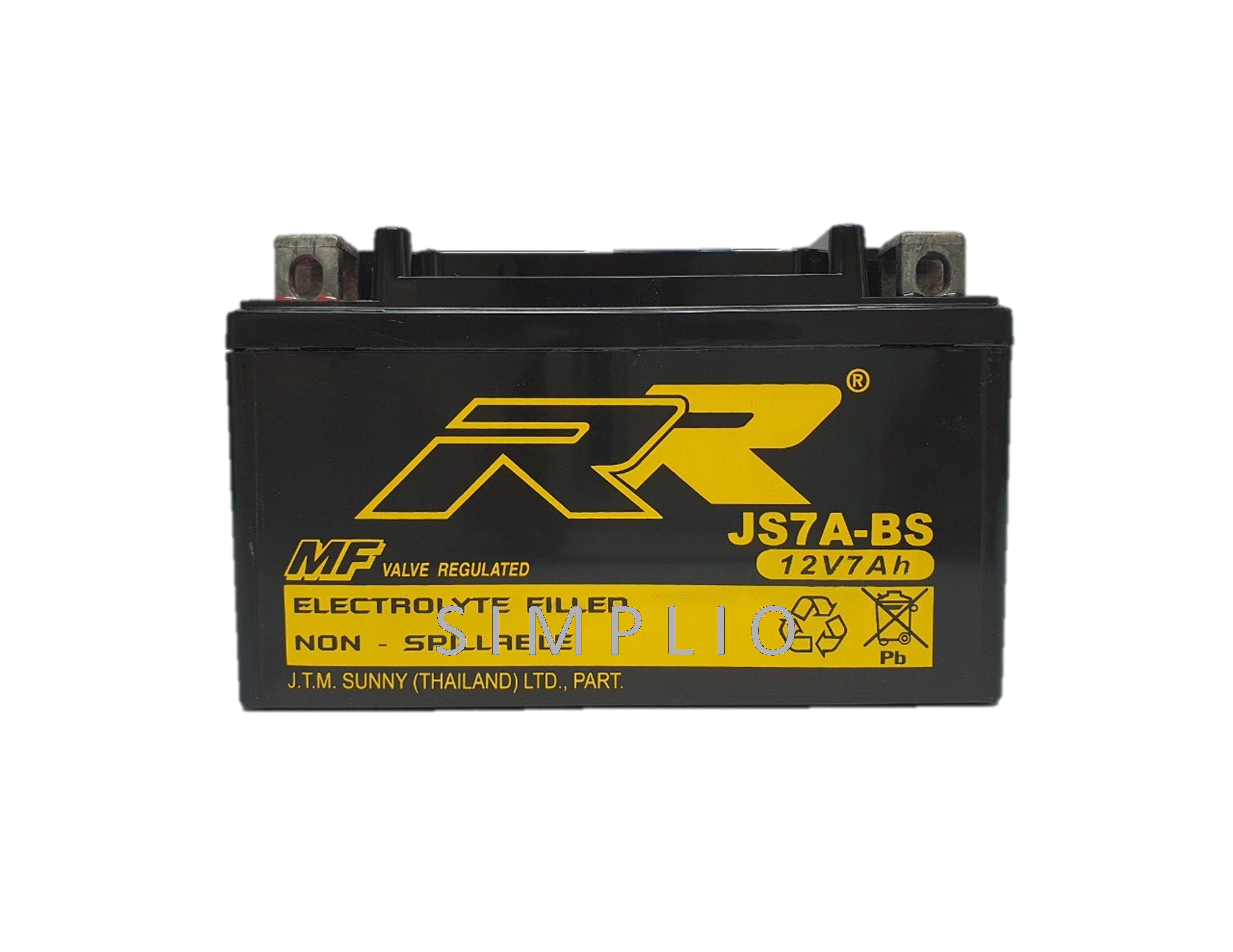 RR Battery JS7A-BS (12V 7AH) แบตเตอรี่สำหรับมอเตอร์ไซค์ (แบตมอไซ)