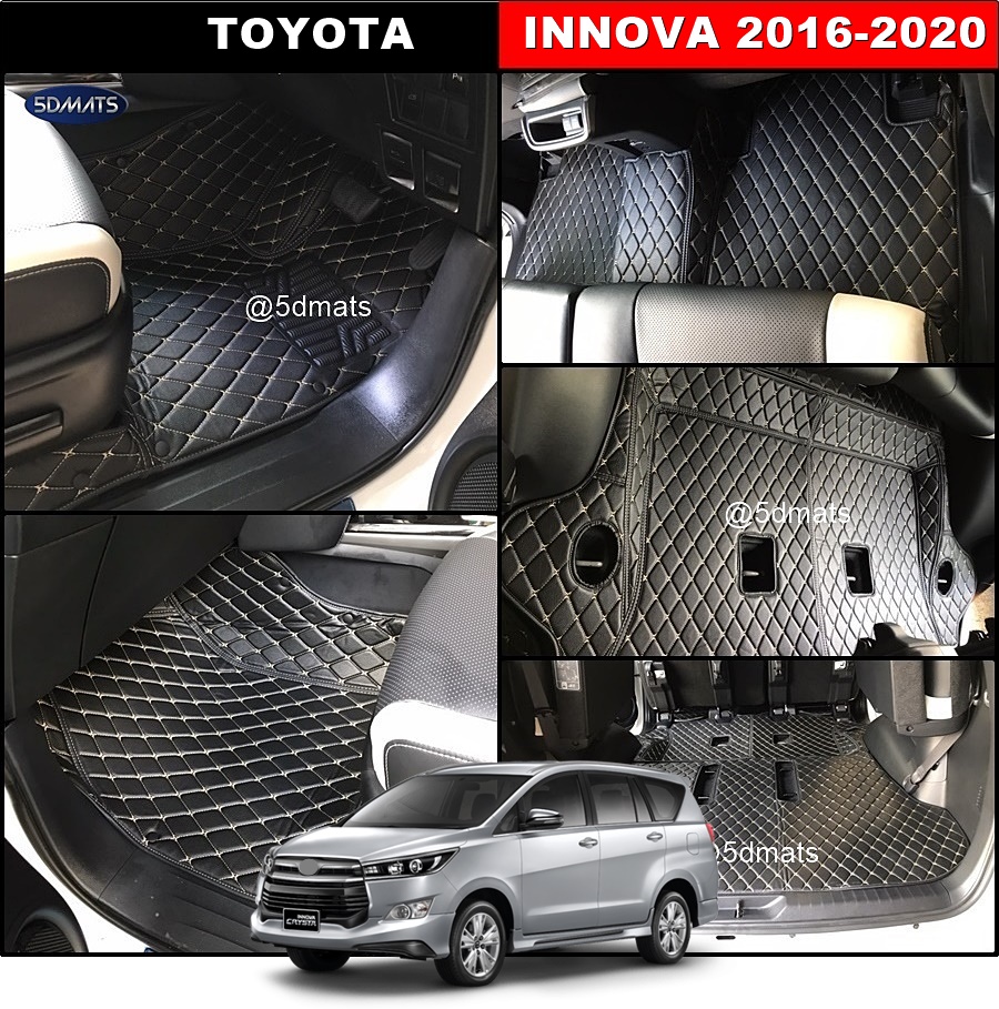 พรมปูพื้นรถยนต์6D INNOVA CRYSTA (ปี2016-20) พรม6D หนังpvcแท้ หนานุ่ม เกรดA เต็มคัน (7ชิ้น) st