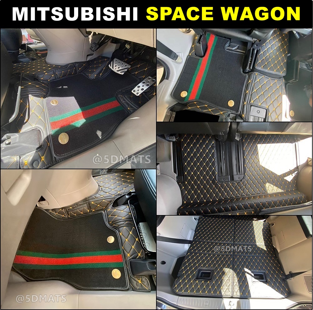 พรมปูพื้นรถยนต์ 7D MITSUBISHI SPACE WAGON พรม7D สเปซวากอน เสริมใยดักฝุ่น ทั้งคัน เข้ารูป (พร้อมส่ง)