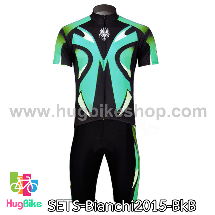 ชุดจักรยานแขนสั้นทีม Bianchi 15 (12) สีดำเขียว