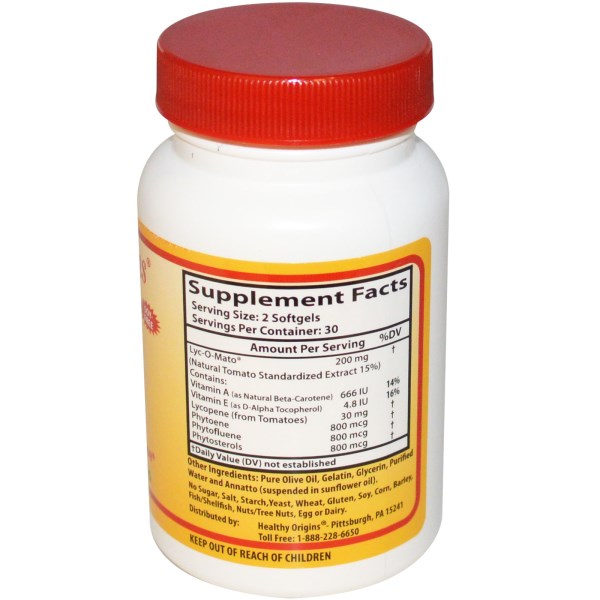 Healthy Origins, Lyc-O-Mato, Tomato Lycopene Complex, 15 mg, 60 Softgels