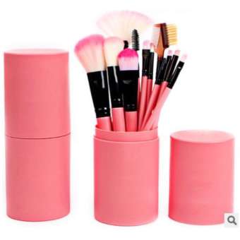 goodlife' korea new ชุดแปรงแต่งหน้า brush set พร้อมกระบอกแปรง set 12 ชิ้น (pink)