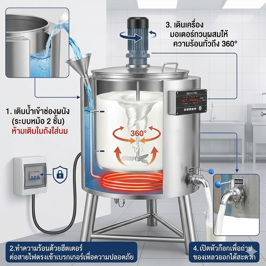 HTRC เครื่องพาสเจอร์ไรซ์ หม้อทำพาสเจอร์ไรซ์ (pasteurizer)