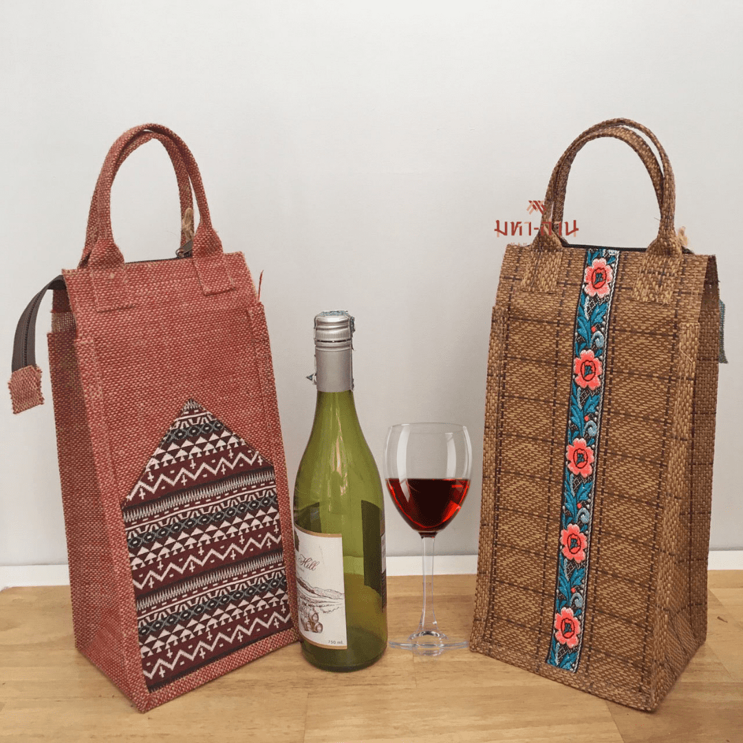 กระเป๋าใส่ขวด กระเป๋าใส่ขวดไวน์ ที่ใส่ขวดไวน์ พร้อมหูหิ้ว 🍷 Jute Water Bottle Bag/Holder