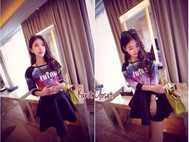 เสื้อตาข่าย กับ กระโปรงทรงระบาย