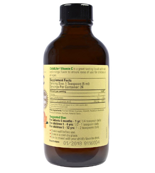ChildLife, Essentials, Liquid Vitamin C, Natural Orange Flavor, 4 fl oz (118.5 mL)