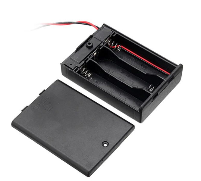 รางถ่าน (Battery Box) ขนาด AA 3 ก้อน 4.5V แบบมีฝาปิดและสวิตช์เปิดปิด
