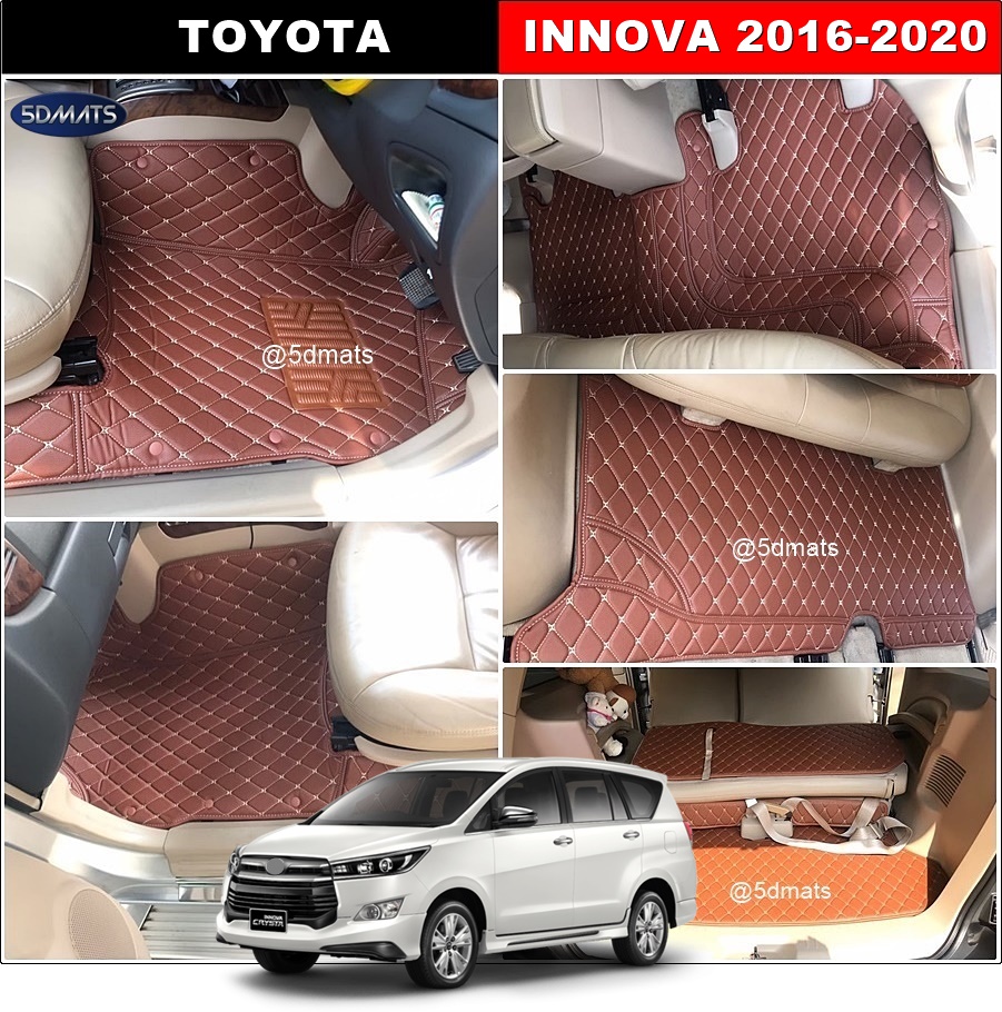 พรมปูพื้นรถยนต์6D INNOVA CRYSTA (ปี2016-20) พรม6D หนังpvcแท้ หนานุ่ม เกรดA เต็มคัน (7ชิ้น) st