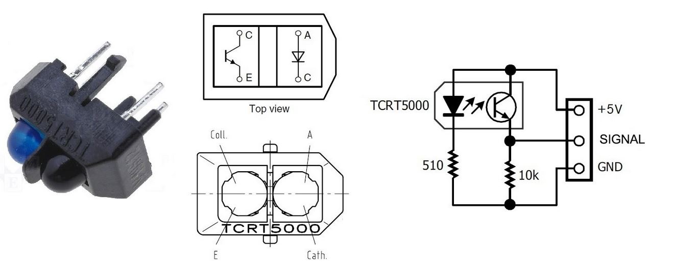 (ราคาต่อชิ้น) เซนเซอร์การสะท้อนกลับของแสงอินฟราเรดแบบโฟโตอิเล็กทริครุ่น TCRT5000 (Reflective Infrared Optical Sensor)
