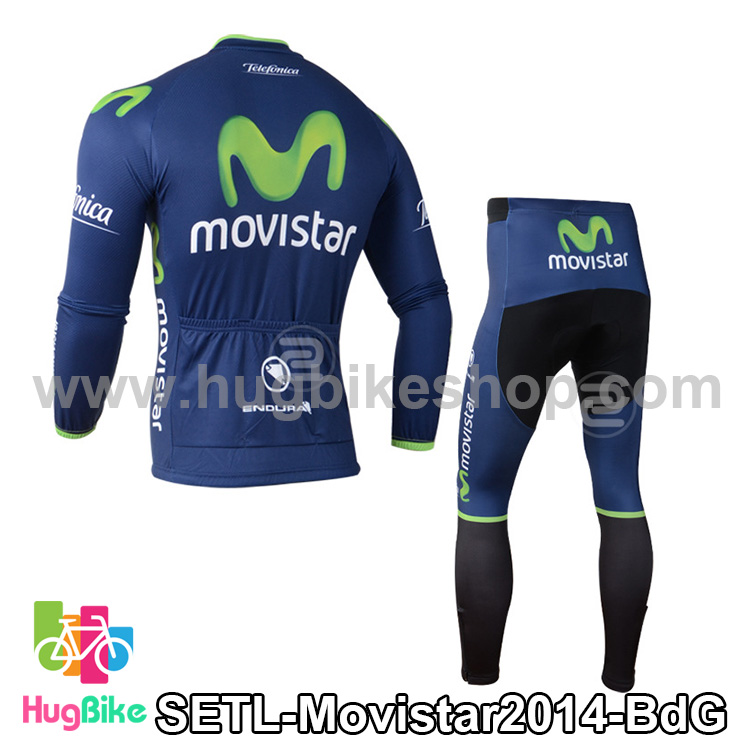 ชุดจักรยานแขนยาวทีม Movistar 14 สีน้ำเงิน