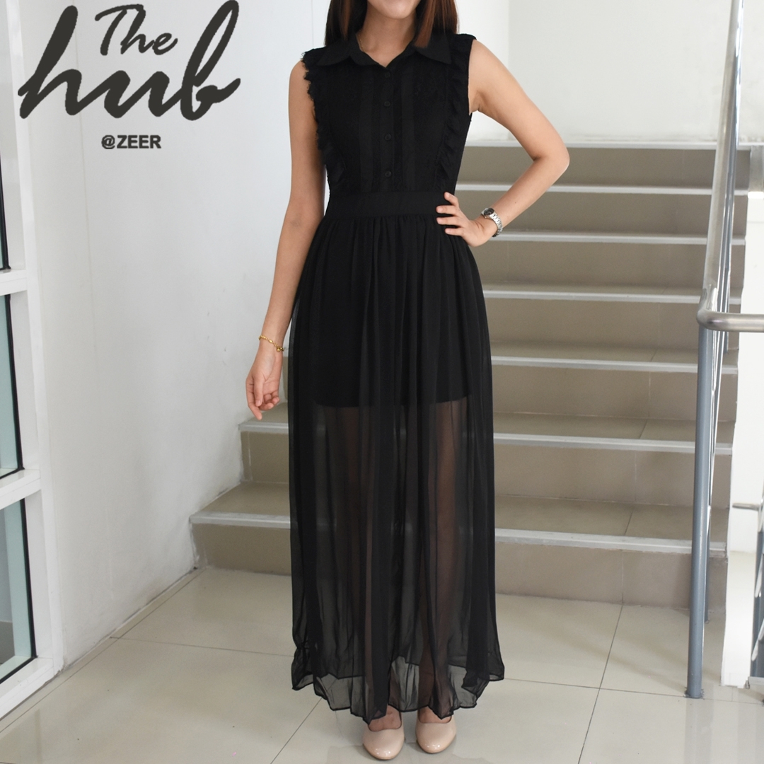 เดรสแขนกุดสีดำ