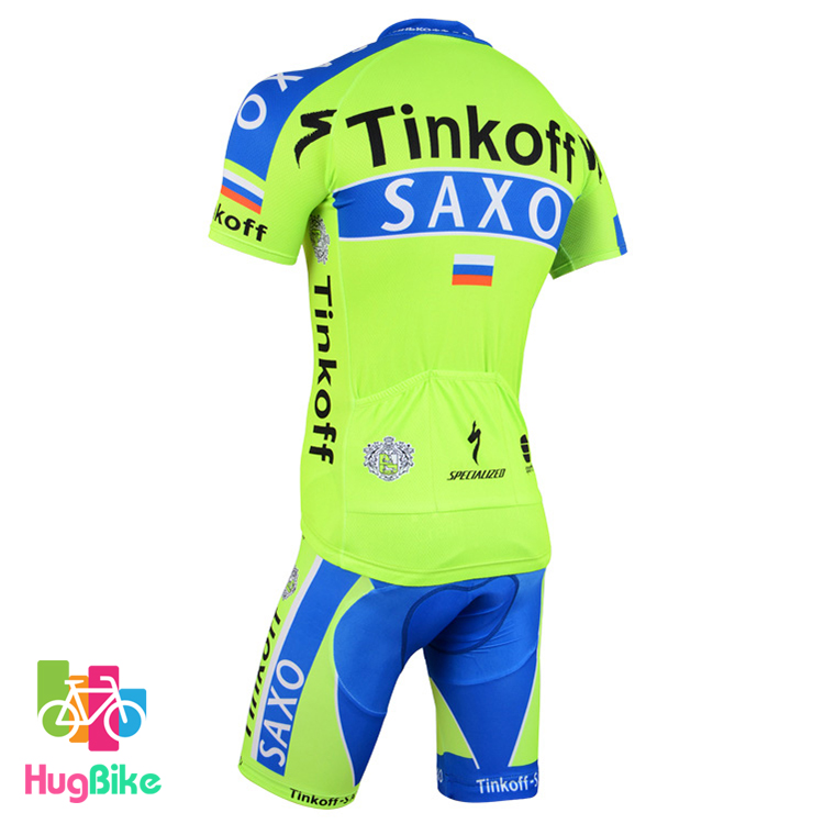 ชุดจักรยานแขนสั้นทีม Tinkoff SAXO 15 (01) สีเขียวฟ้า