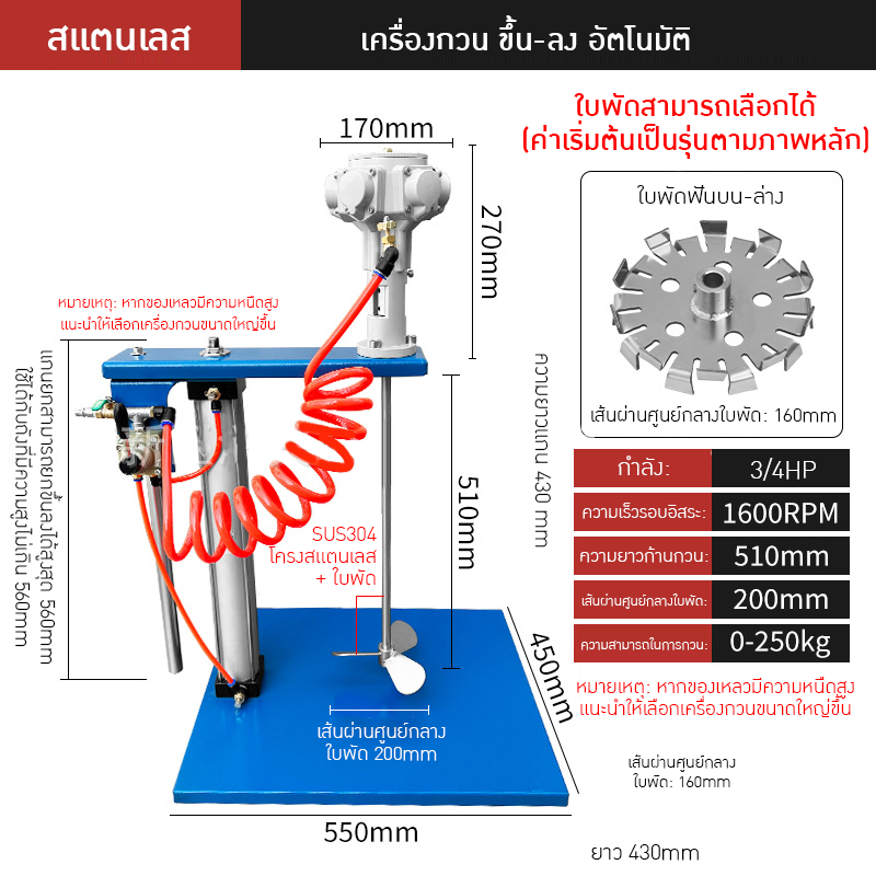 เครื่องกวนผสมแบบใช้ลมอุตสาหกรรม TTY