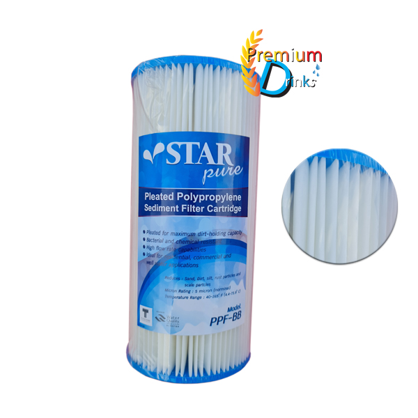 ไส้กรองจีบบิ๊กบูล 10 นิ้ว 5ไมครอน ยี่ห้อ STAR PURE