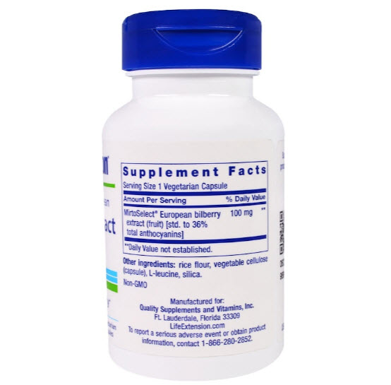 Life Extension, Standardized European Bilberry Extract, 100 mg, 90 Veggie Caps