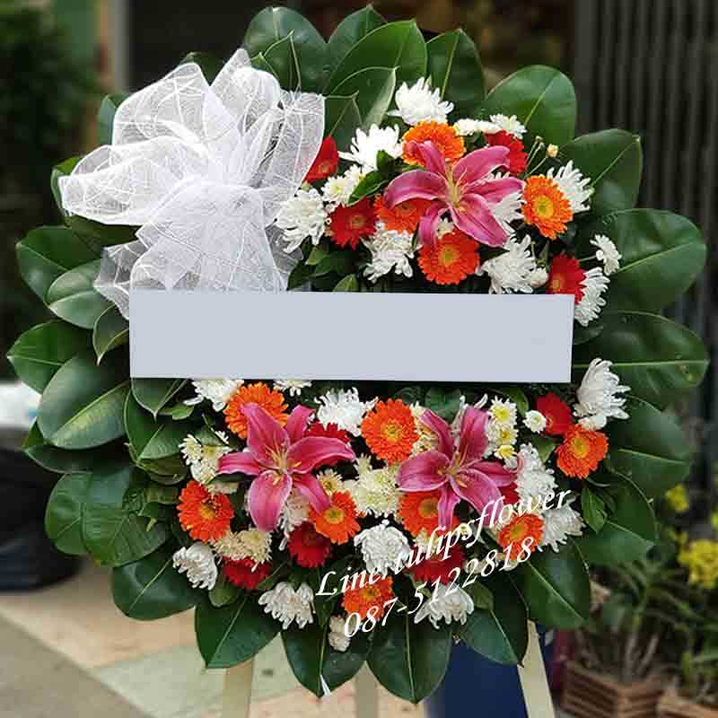 พวงหรีดดอกไม้สด WW027