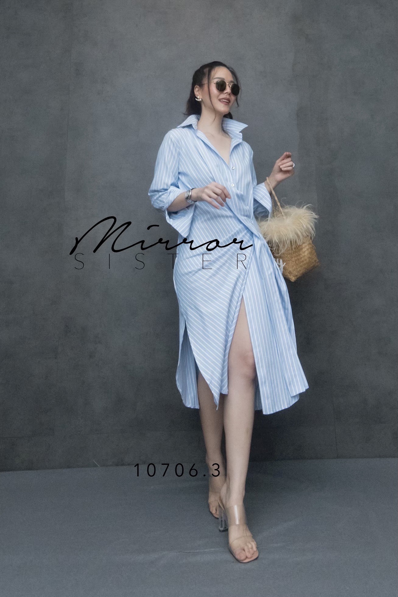 เดรสเชิ้ตลายริ้ว