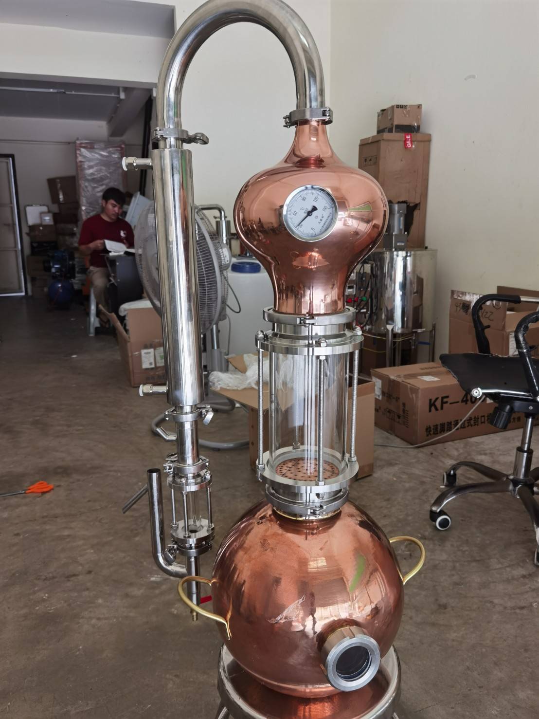 หม้อกลั่นทองแดง ทรงน้ำเต้า ขนาด 15 L