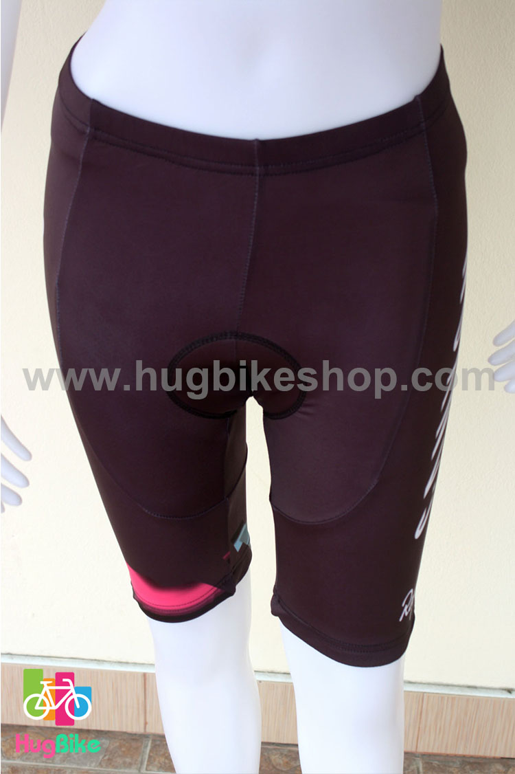 กางเกงจักรยานผู้หญิงขาสั้น Canyon 16 (01) สีดำลายน้ำเงินฟ้าบานเย็น