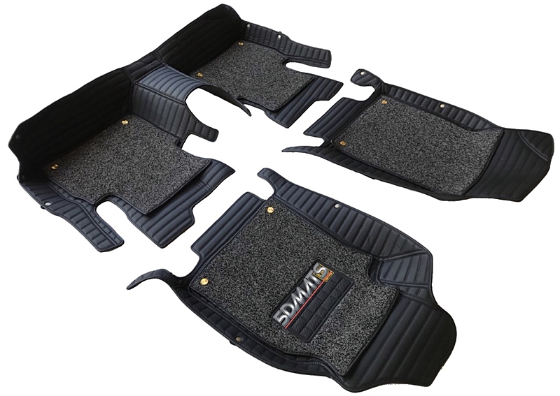 พรมปูพื้นรถยนต์ 5D 13มิล TEANA ปี 2014-2018 L33 หนังลายตรง สีดำด้ายดำ3ชิ้น +ใยดักฝุ่น4ชิ้น