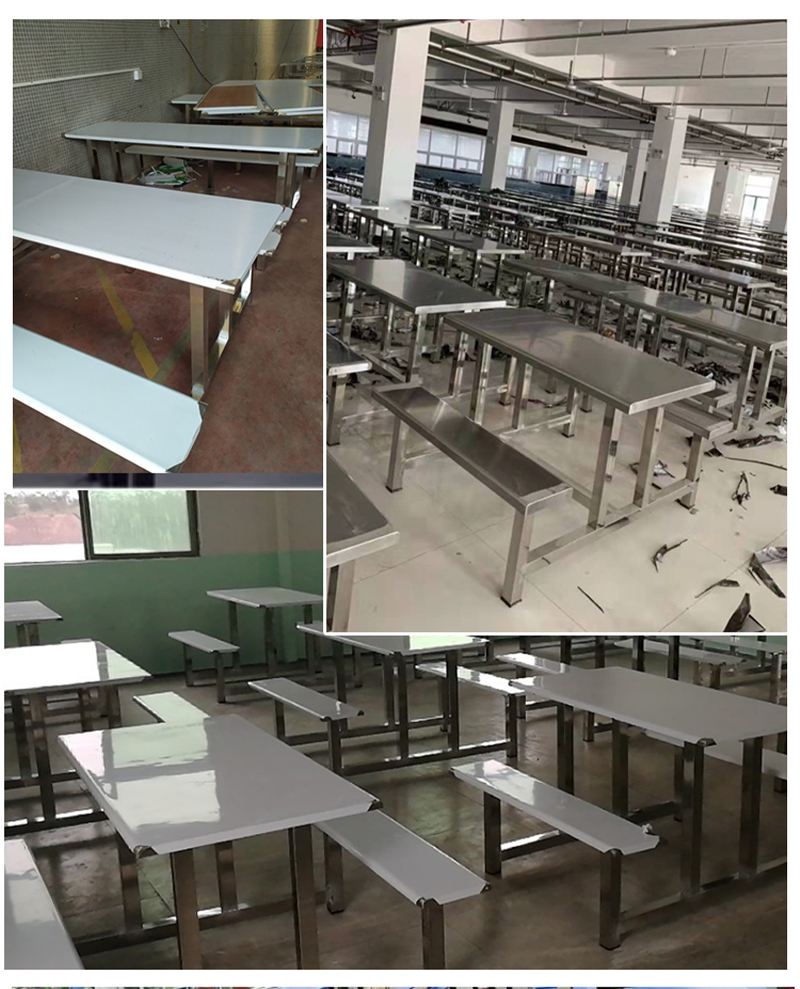 ชุดโต๊ะอาหารโรงอาหารสแตนเลส (แบบติดม้านั่ง)