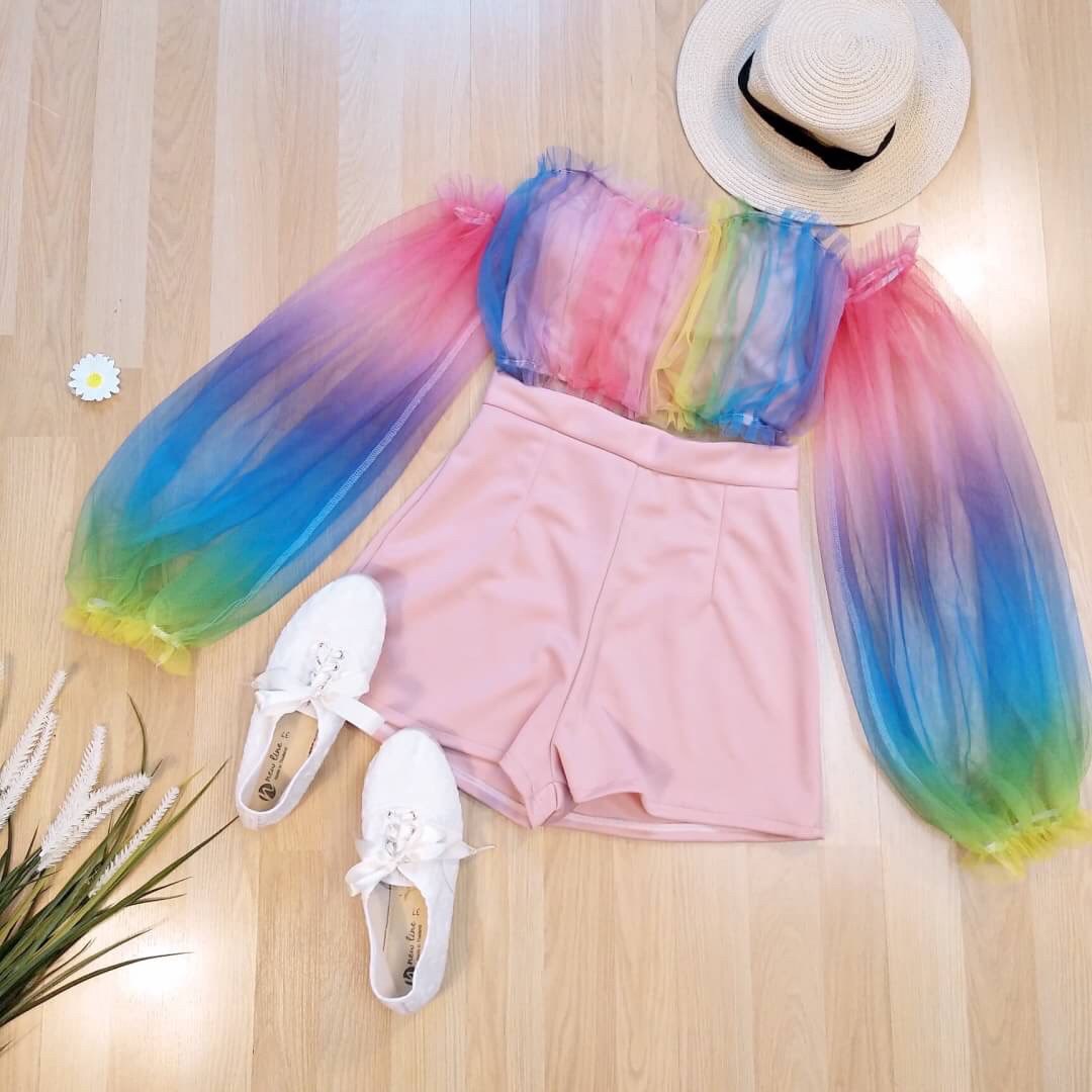 Set เสื้อกับกางเกง โทนพาสเทล