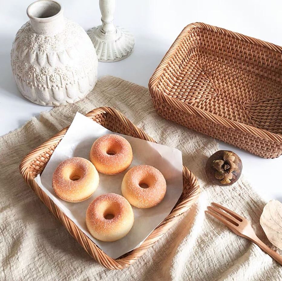 ถาดหวาย ถาดใส่อาหาร กล่องหวาย กล่องขนม พร็อพถ่ายรูป rattan tray🥯