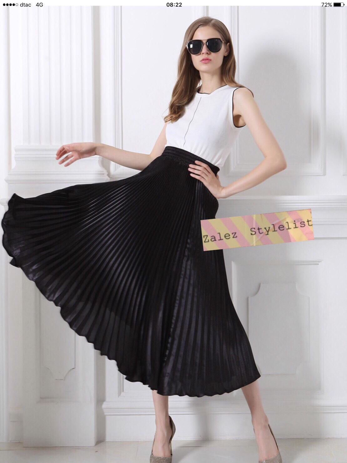 กระโปรงอัดพลีทสีดำ