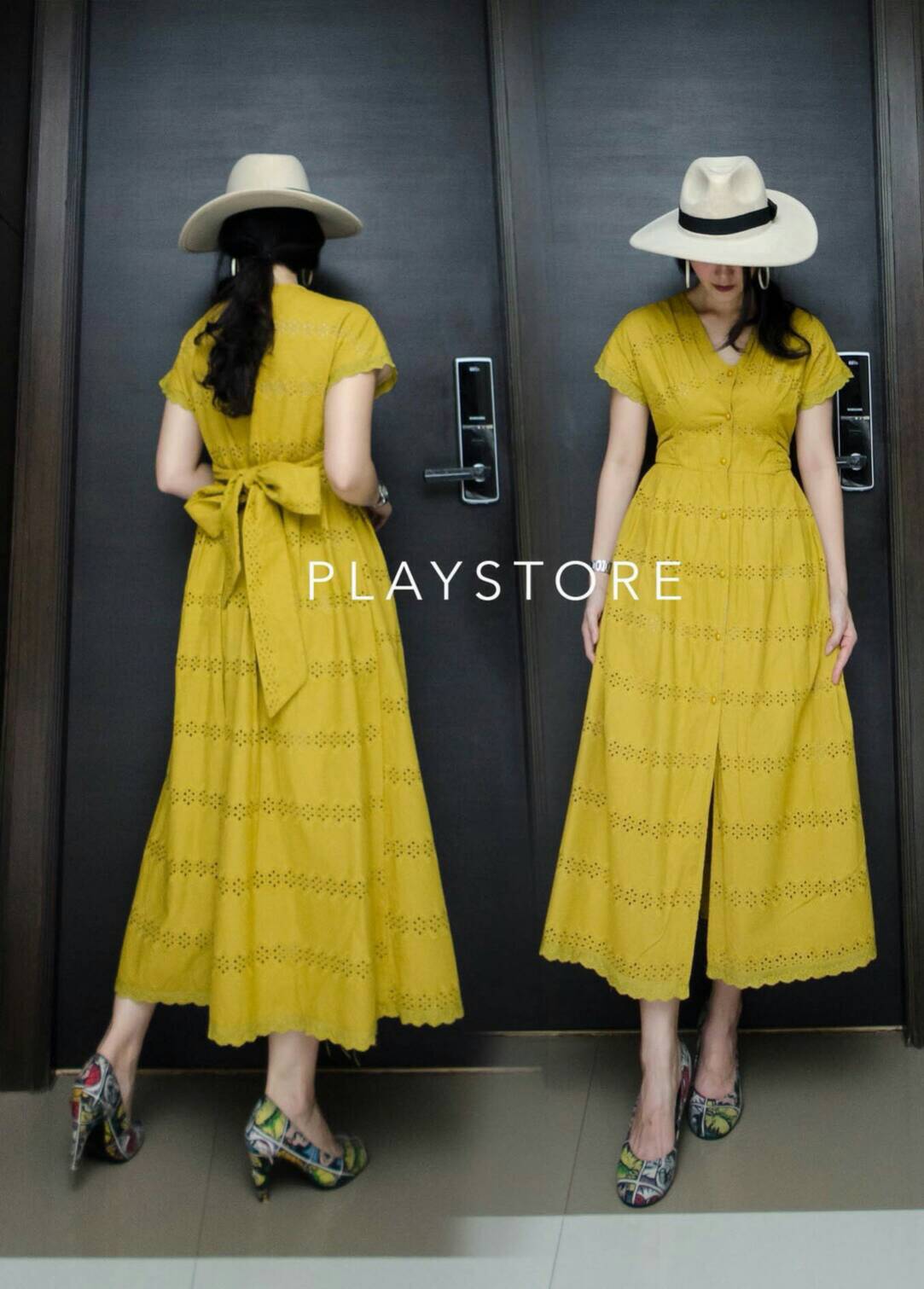 เดรสยาวปักฉลุ