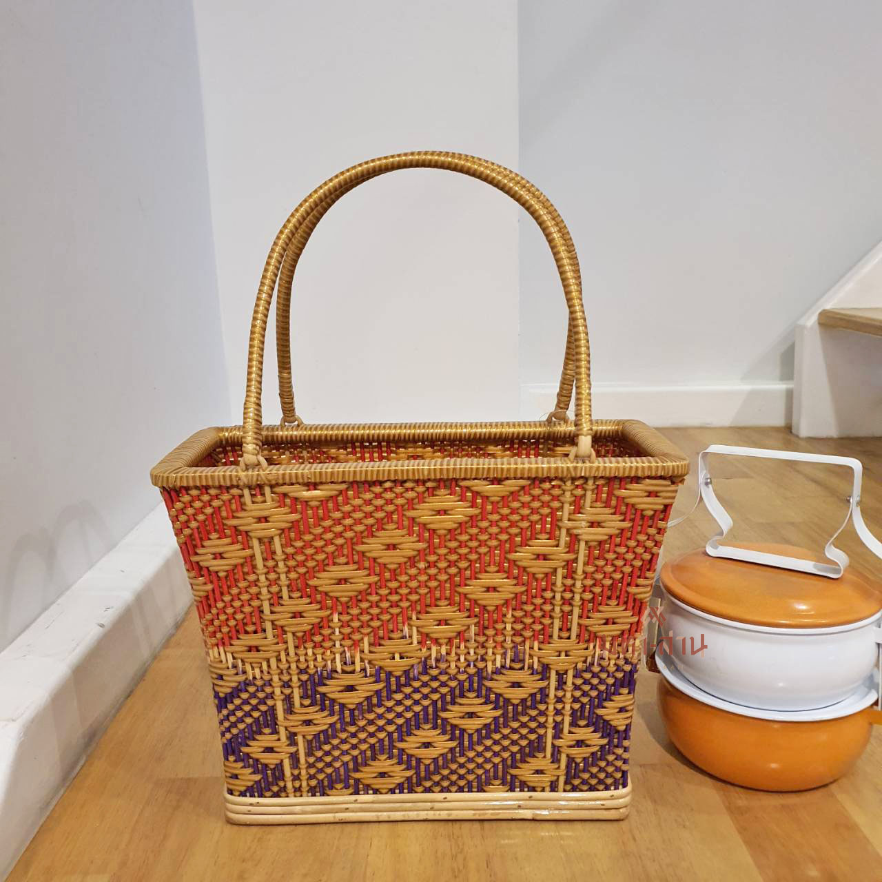 ตะกร้าหวาย ตะกร้าทรงเหลี่ยม ตะกร้าไปวัด ตะกร้าทำบุญ 🍱