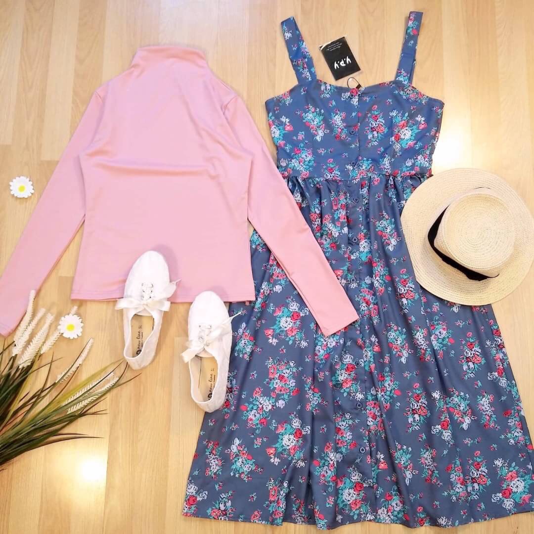 set 2 ชิ้น เสื้อแขนยาวกับเดรสเอี๊ยม