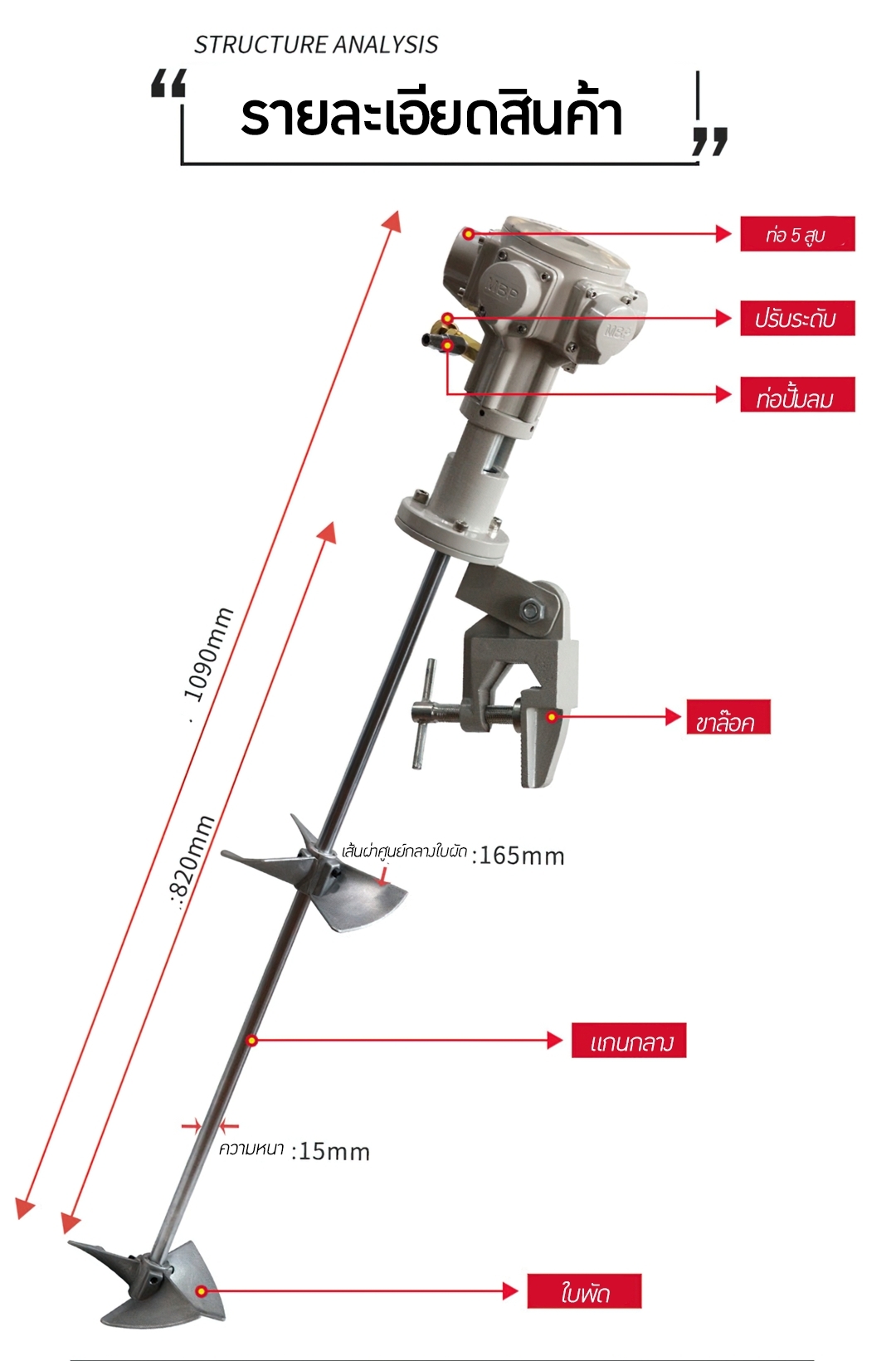 🌈14019 เครื่องปั่นผสม รุ่น DL-005 ต่อใช้กับปั้มลม ไม่ต้องใช้ไฟฟ้า