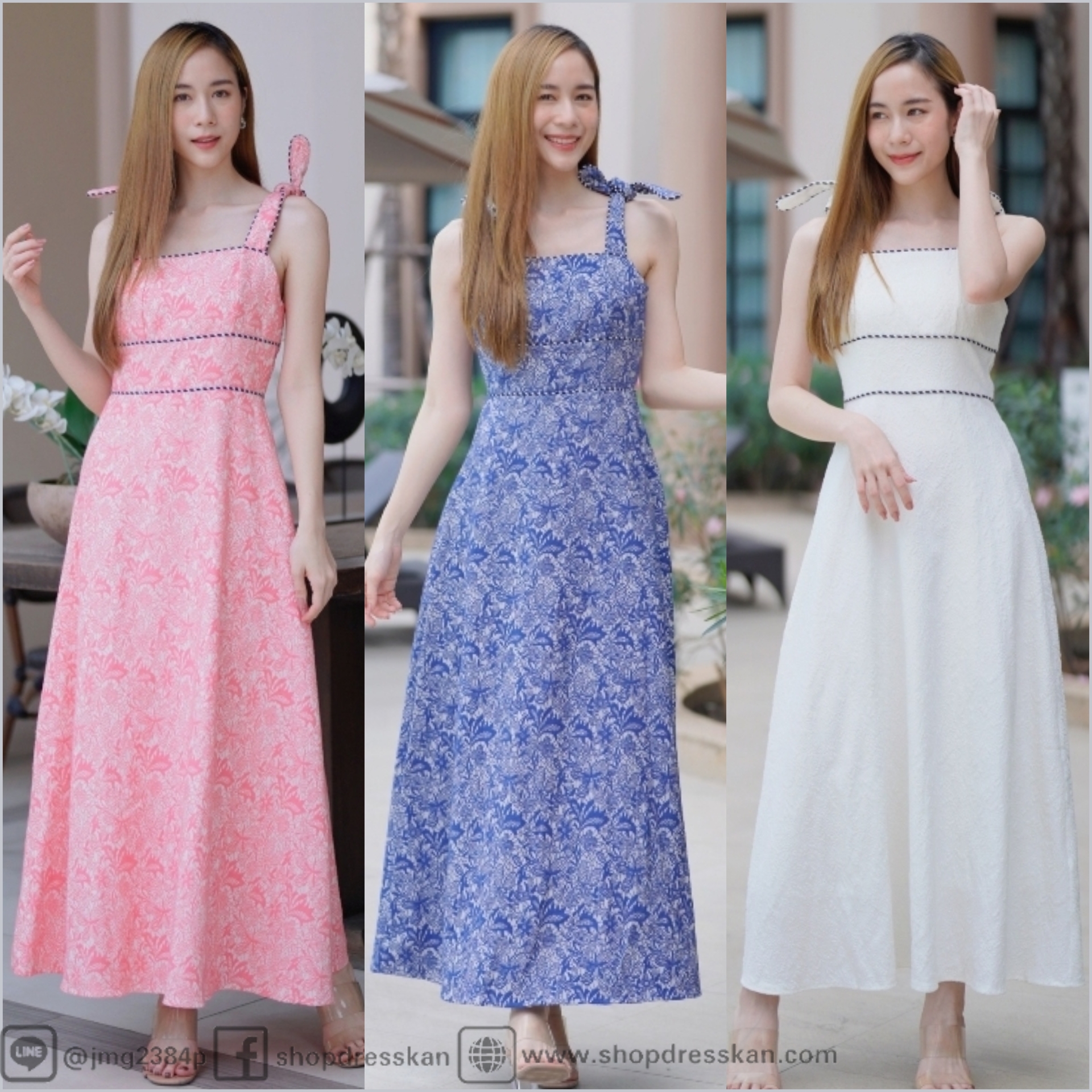 ❌หมดทุกสีทุกไซส์ค่ะ❌⭐พร้อมส่ง [S-M-L-XL] : ชุดเดรสยาวพิมพ์ลายสวย สายเดี่ยวผูกโบว์ไหล่ ปรับระดับสั้น-ยาวได้ กระโปรงทรงพริ้วสวย ซิปซ่อนหลัง มีซับใน ผ้าเนื้อดีสวมใส่สบาย ใส่สวยในวันสบายๆ